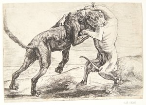 Dos perros peleando