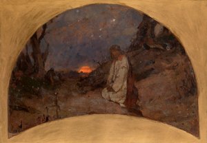 Agonía en el Huerto de los Olivos (La Agonía en el Huerto; boceto para la Catedral de San Volodymyr en kyiv) - Obra de Pavel Alexandrovich Svedomsky (Svedomski) (1849-1904) ), h