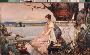 Femme romaine au puits (Mujer romana en el pozo) - Peinture de Pavel Alexandrovich Svedomsky (Svedomski) (1849-1904), huile sur toile, art russe de Pavel Alexandrovich Svedomsky