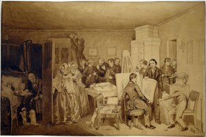 Las consecuencias de la muerte de Fidelka - Obra de Pavel Andreyevich Fedotov (1815-1852), tinta china y sepia sobre papel