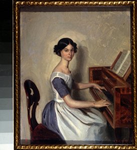 ""Retrato de Nadezhda Zhdanovich en el clavecín"" Pintura de Pavel Andreevich Fedotov (1815-1852) 1849-1850 Museo Estatal Ruso San Petersburgo de Pavel Andreevich Fedotov