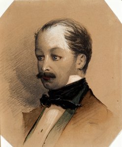 Retrato de Pavel Andreyevich Fedotov (1815-1852), peintre russe - Oeuvre de Alexander Yegorovich Baideman (1826-1869), vers 1852 - Retrato del pintor Pavel Andreyevich Fedotov (1815-1852) Acuarela y color blanco sobre papel de Alexander Yegorovich