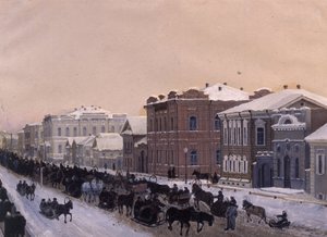 Tomsk, Calle Magistratskaya durante el Carnaval en 1897, 1897 de Pavel Mikhaylovich Kosharov