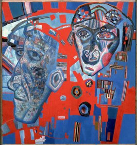 ""Dos cabezas"" Pintura de Pavel Nikolayevich Filonov (1883-1941) 1925 Museo Estatal Ruso San Petersburgo de Pawel Nikolajewitsch Filonow