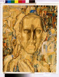 Víctor de la ciudad. (Vencedor de la Ciudad). Obra de Pavel Nikolayevich Filonov (1883-1941), acuarela sobre cartón
