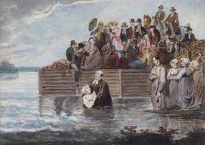 Un anabaptista de Filadelfia inmersión durante una tormenta