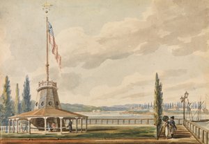 La Primera Vista del Viajero de Nueva York—La Batería y el Mástil de la Bandera, 1811-ca. 1813