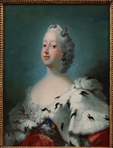 "Retrato de Luisa de Gran Bretaña, reina de Dinamarca (1724-1751) Pintura de Peder Als (1726-1776) hacia 1750 La colección David de Peder Als