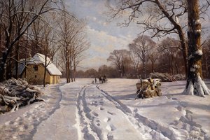 Paseo en Trineo a través de un Paisaje Invernal de Peder Monsted