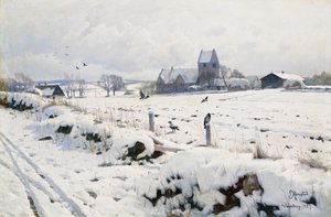 Un paisaje invernal, Holmstrup de Peder Monsted