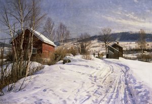Un Paisaje Invernal, Lillehammer de Peder Monsted