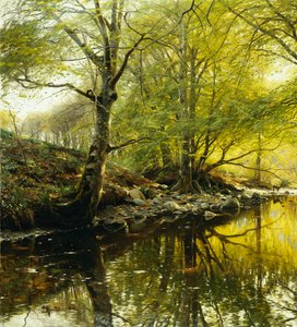 Paisaje fluvial boscoso de Peder Monsted