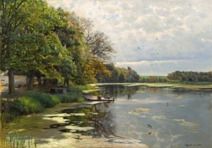 P.Mönsted, Día de primavera soleado junto al agua de Peder Monsted