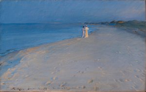 Danés:  Tarde de verano en la playa Sur de Skagen. Anna Ancher y Marie Tarde de verano en la playa sur de Skagen. Anna Ancher y Marie Krøyer

 (estudio) de Peder Severin Krøyer