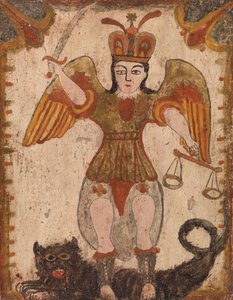 Arcángel San Miguel, c. 1810 (pintura al agua sobre tabla de madera)