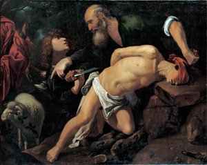 El Sacrificio de Isaac - Pintura de Pedro Orrente (1588-1645), óleo sobre lienzo, hacia 1615 de Pedro Orrente