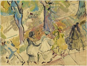 Jarvis Street Sidewalk, c.1936 (acuarela, gouache y óleo sobre papel) de Pegi Nicol Macleod