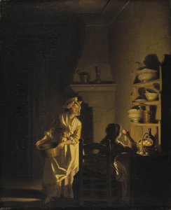 El test de los huevos, interior de cocina de Pehr Hilleström