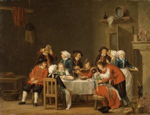 Escena convivial en una cabaña de campesinos de Pehr Hilleström