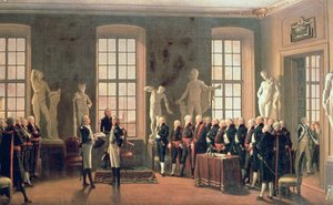Visita de Gustavo IV Adolfo a la Academia de Bellas Artes en 1797 de Pehr Hilleström