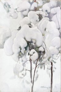 Plantones de pino cubiertos de nieve de Pekka Halonen