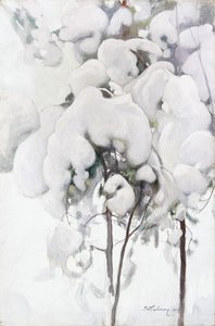 Pinos jóvenes cubiertos de nieve de Pekka Halonen