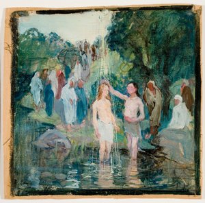 El bautismo de Cristo, boceto para el retablo de la iglesia de Luumäki de Pekka Halonen