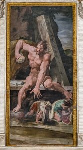 Compañeros de Ulises escapando de Polifemo, detalle de la Habitación de Polifemo de Pellegrino Tibaldi