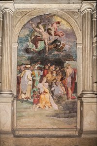 San Juan Bautista bautizando a la gente, capilla de Poggi de Pellegrino Tibaldi