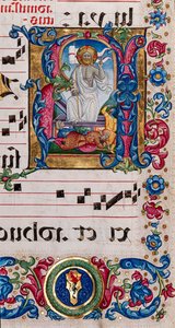 Biblioteca Piccolomini: libro de coro, cod. 101.7, ff. 14r con "Resurrección de Cristo", de Pellegrino di Mariano.