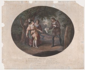 Rosalind, Oliver y Celia, Shakespeare, Como gustéis, Acto 4, Escena 6, 1791 de Peltro William Tomkins