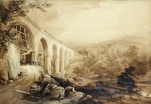 Quakers Yard Viaduct, c.1840 (pluma y aguada sobre papel) de Penry Williams