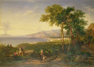 La bahía de Salerno, c.1820-30 (óleo sobre lienzo) de Penry Williams