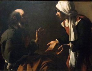 La negación de San Pedro (óleo sobre tabla) de Pensionante de Saraceni