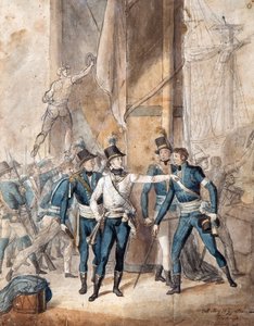 El príncipe Carlos XIII de Suecia en la batalla de Hogland el 17 de julio de 1788 par Per Krafft el Joven (1777-1863) - Acuarela sobre papel, 35x28 cm - Colección privada de Per  Krafft