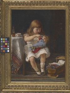 Una madre ansiosa (óleo sobre lienzo) de Percival de Luce