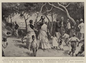 Víctimas de la guerra, refugiados hindúes de Johannesburgo acampados en Port Elizabeth de Percy F.S. Spence