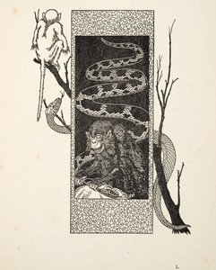 Mono contra serpiente, de Cien anécdotas de animales, pub. 1924 de Percy J. Billingshurst