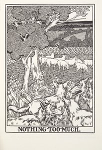 Nada en Exceso, de Fábulas de Fontaine, pub. 1905 (grabado) de Percy J. Billingshurst