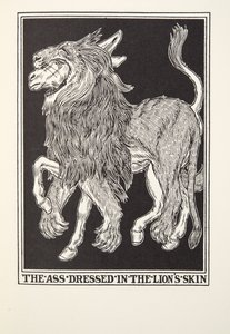 El Asno Vestido con la Piel de León de Fábulas de Fontaine, pub. 1905