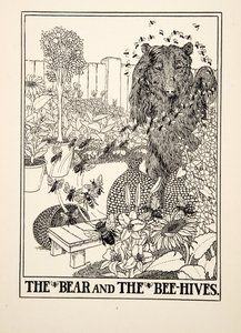 El oso y las colmenas, de Cien fábulas de Esopo, pub. 1903 (grabado) de Percy J. Billingshurst