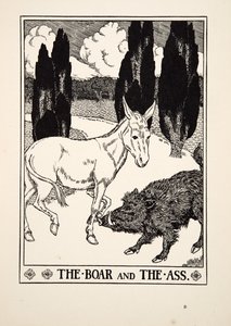 El jabalí y el asno, de Cien fábulas de Esopo, pub.1903