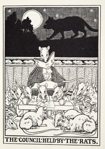 El Consejo de las Ratas, de las Fábulas de Fontaine, pub. 1905