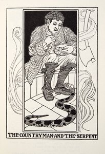 El Campesino y la Serpiente, de las Fábulas de Fontaine, pub. 1905