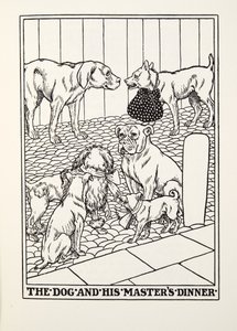 El Perro y la Cena de su Amo, de las Fábulas de Fontaine, pub. 1905 de Percy J. Billingshurst