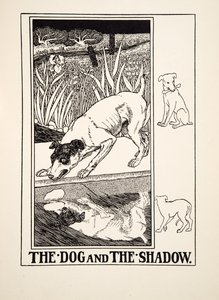 El perro y la sombra, de Cien fábulas de Esopo, pub.1903