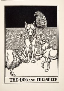 El perro y la oveja, de Cien fábulas de Esopo, pub.1903