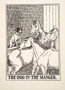 El perro en el pesebre, de Cien fábulas de Esopo, pub.1903