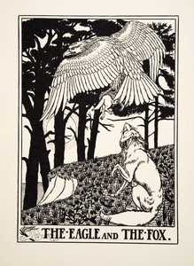 El águila y el zorro, de Cien fábulas de Esopo, pub.1903