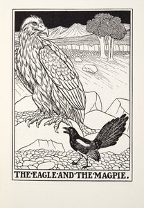 El Águila y la Urraca, de las Fábulas de Fontaine, pub. 1905 de Percy J. Billingshurst
